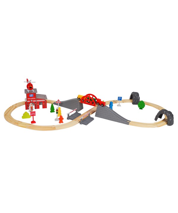 Wooden Train Set Fire Station